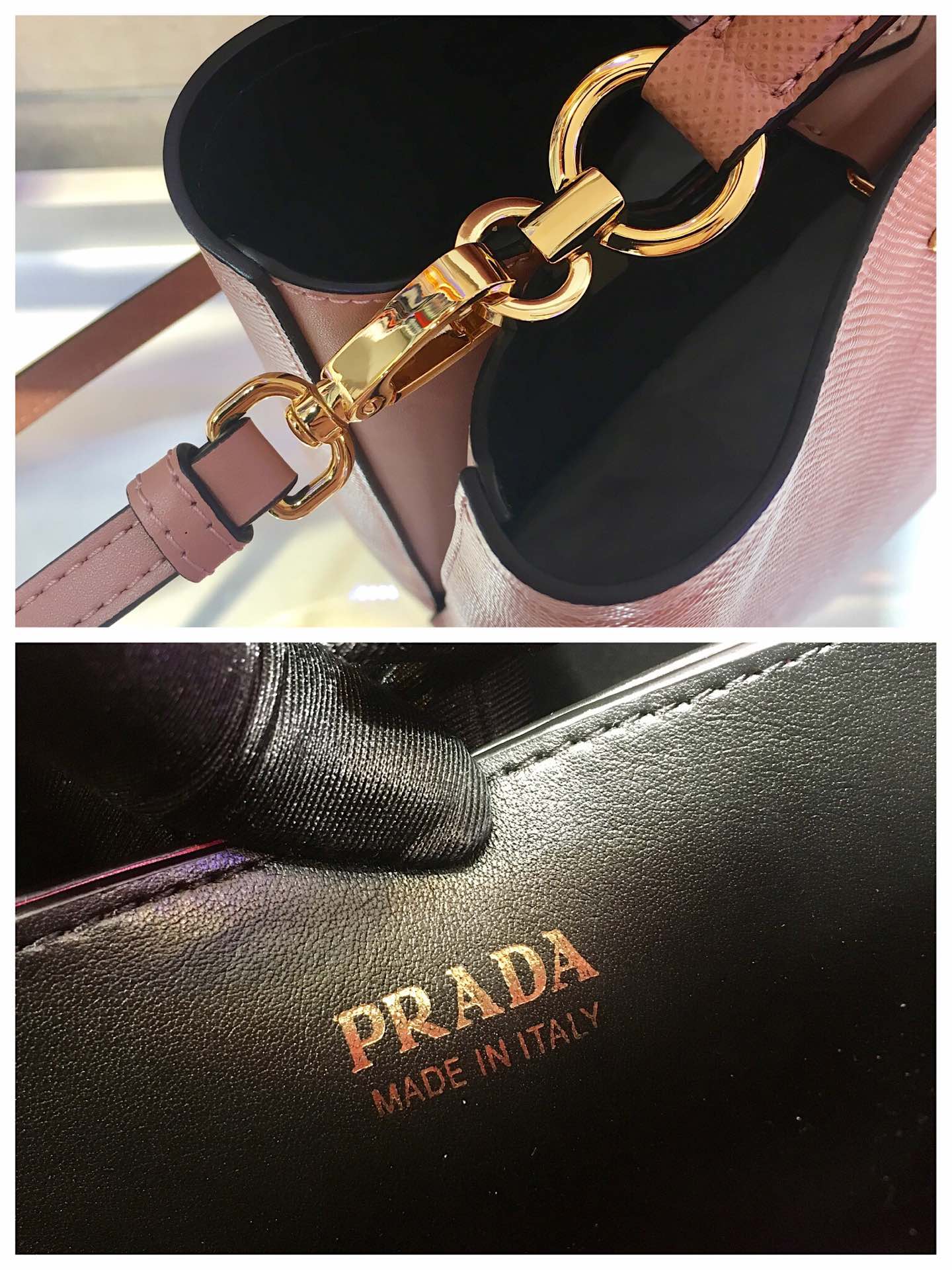 Prada Medium Panier Saffiano Leather Bag White/Black 1BA212